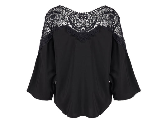 Chiffon Lace Tie Blouse