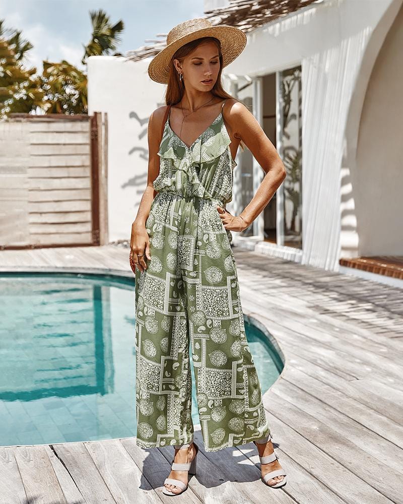 Paisley Ruffle Summer Jumpsuit