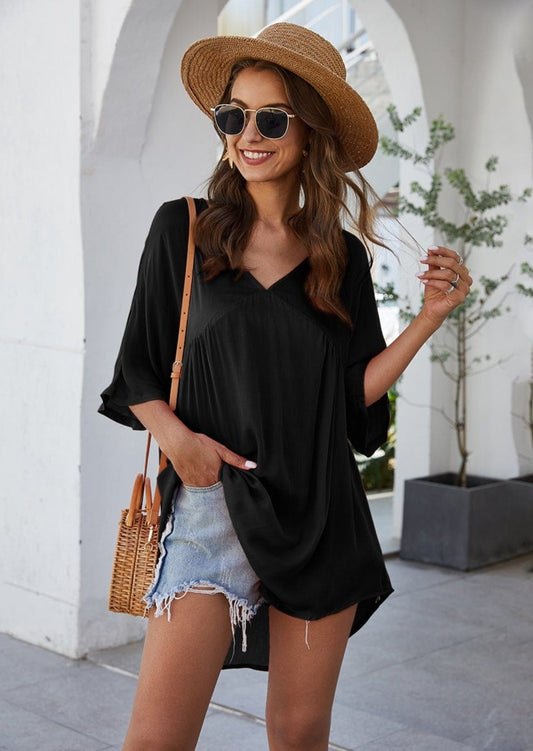 Solid Flowy Mini Dress