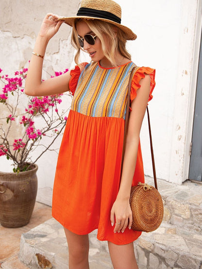 Ruffle Sleeve Tunic Dress