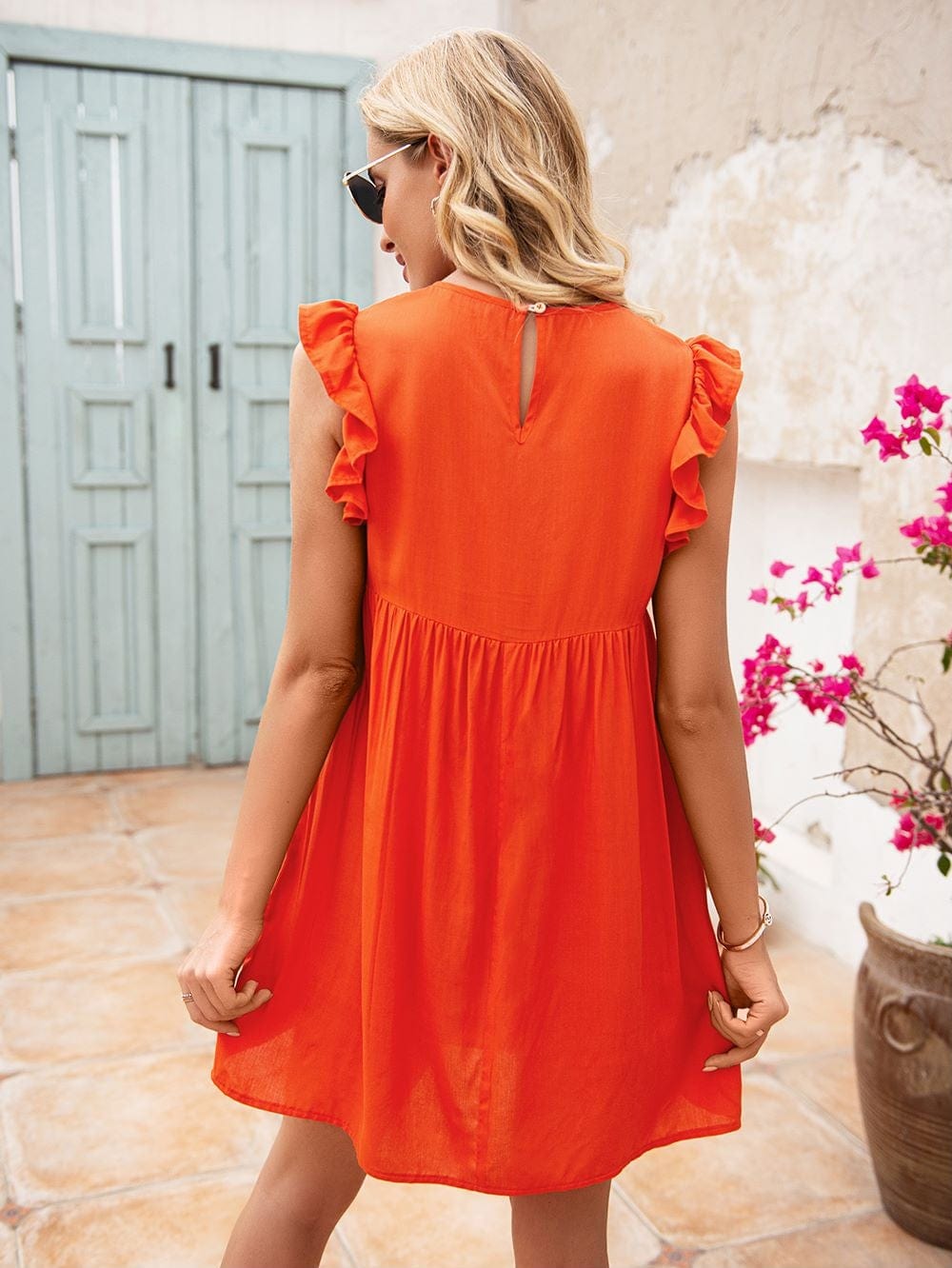 Ruffle Sleeve Tunic Dress