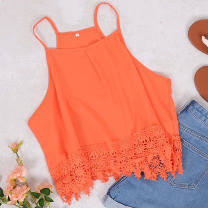 Crochet Lace Hem Halter Top