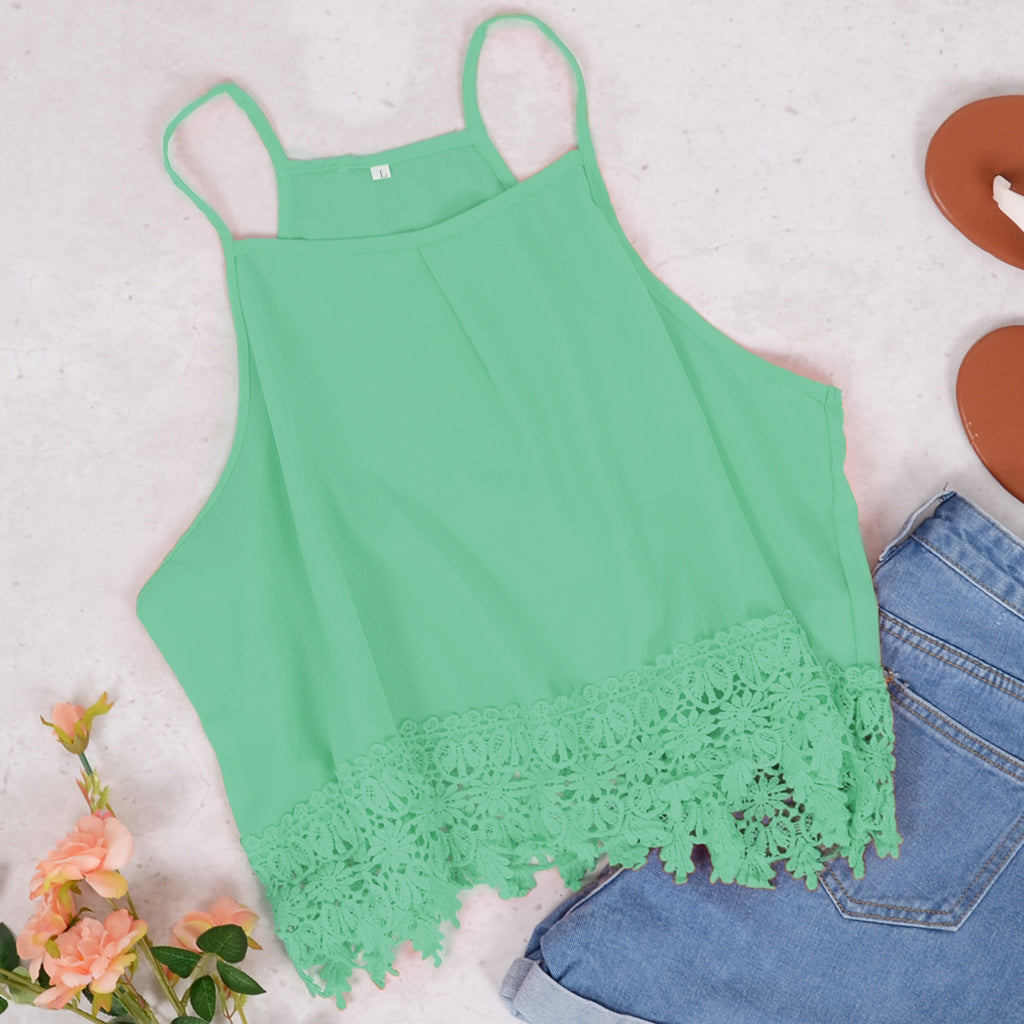 Crochet Lace Hem Halter Top