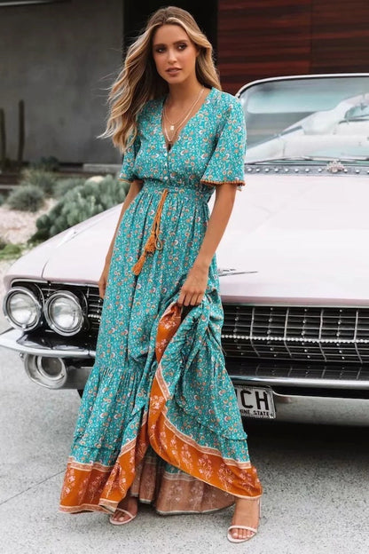 Vestido boho fluido con volantes