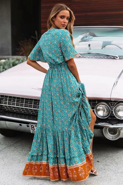 Vestido boho fluido con volantes