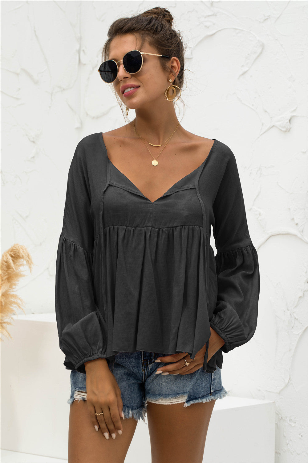 Relaxed Light Gathered Blouse