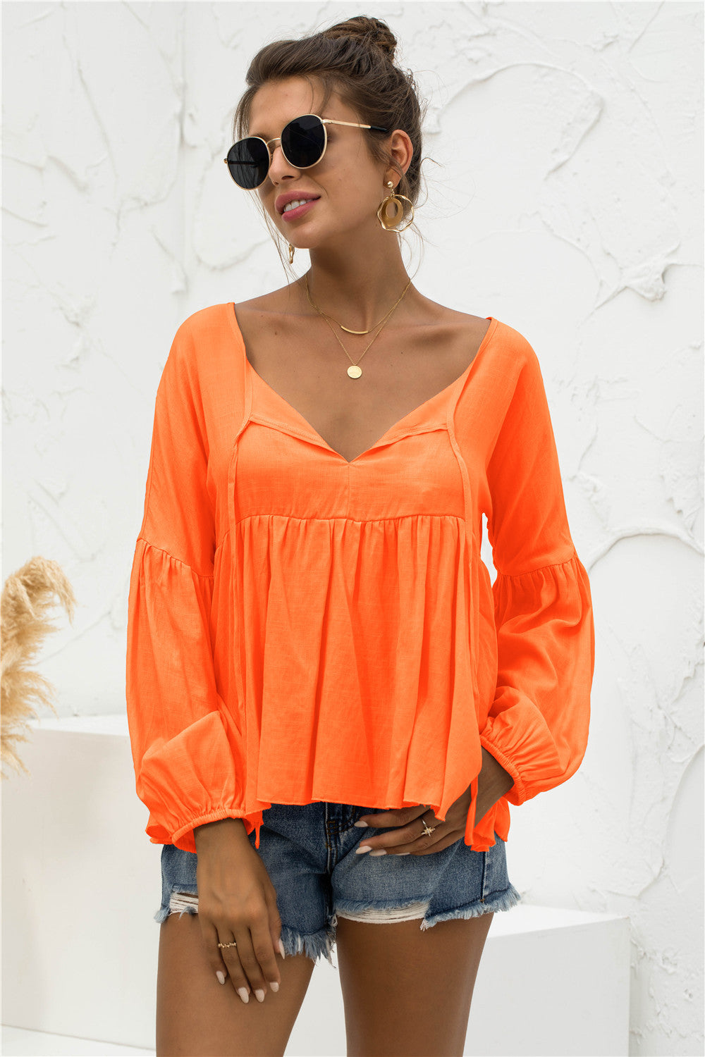 Relaxed Light Gathered Blouse