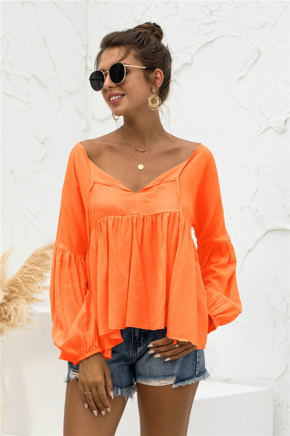 Relaxed Light Gathered Blouse