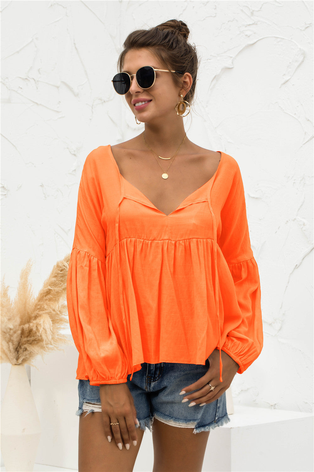 Relaxed Light Gathered Blouse