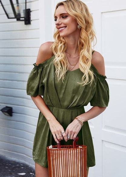 Cold Shoulder Pleated Romper