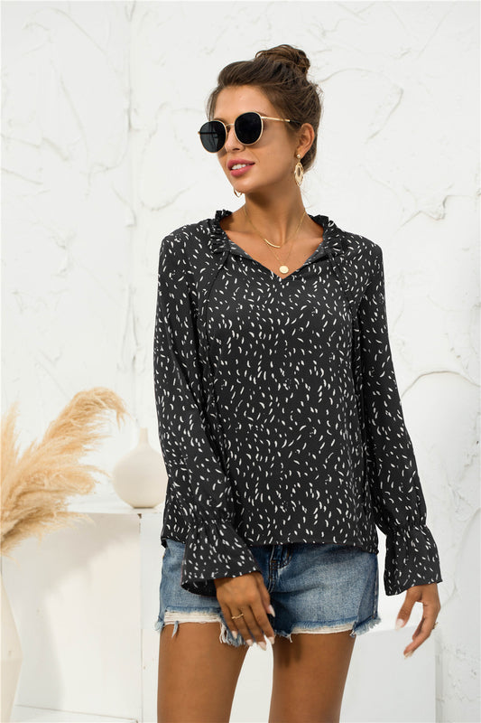 Soft Printed Puffed Sleeve Blouse