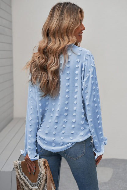 Clip Dot Button Up Collared Top