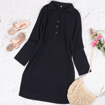 Button Collared Shirt Dress