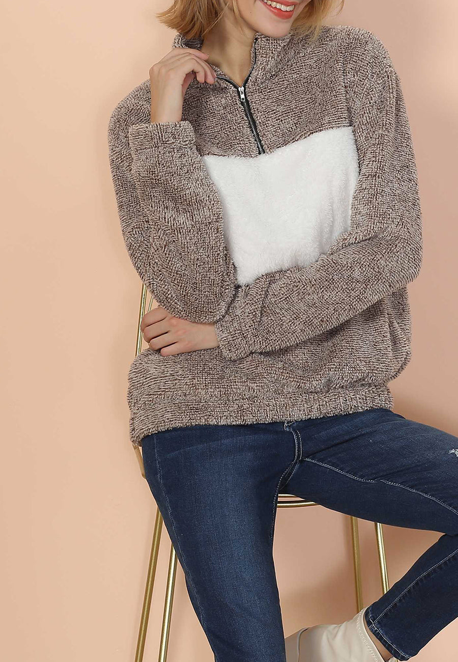 Quarter zip fluffy online pullover