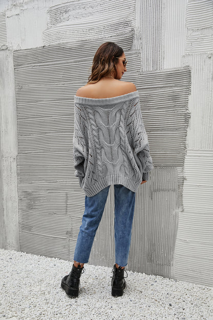 Off Shoulder Cable Knit Sweater