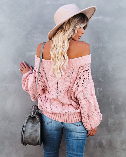 Off Shoulder Cable Knit Sweater