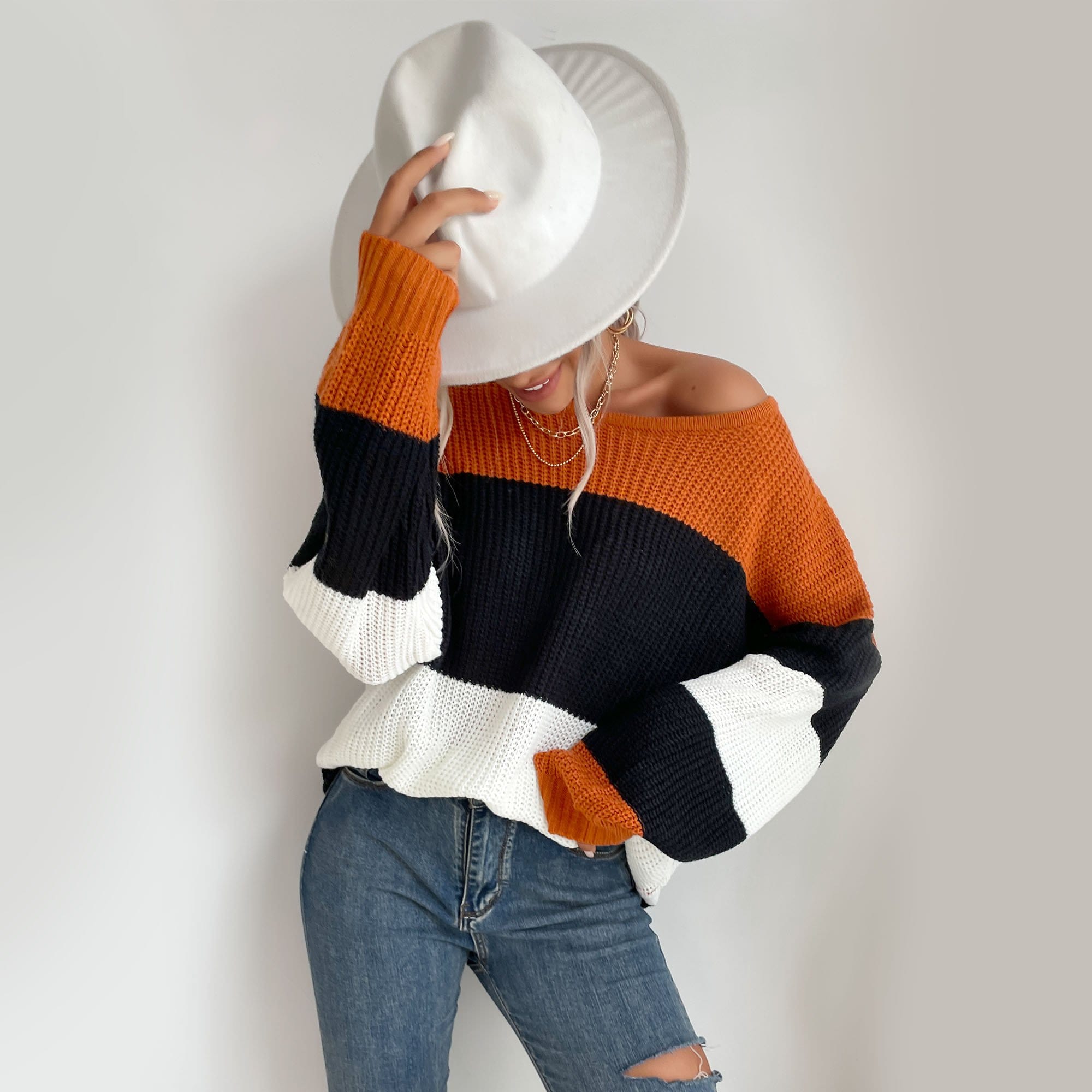 Chunky color block on sale sweater