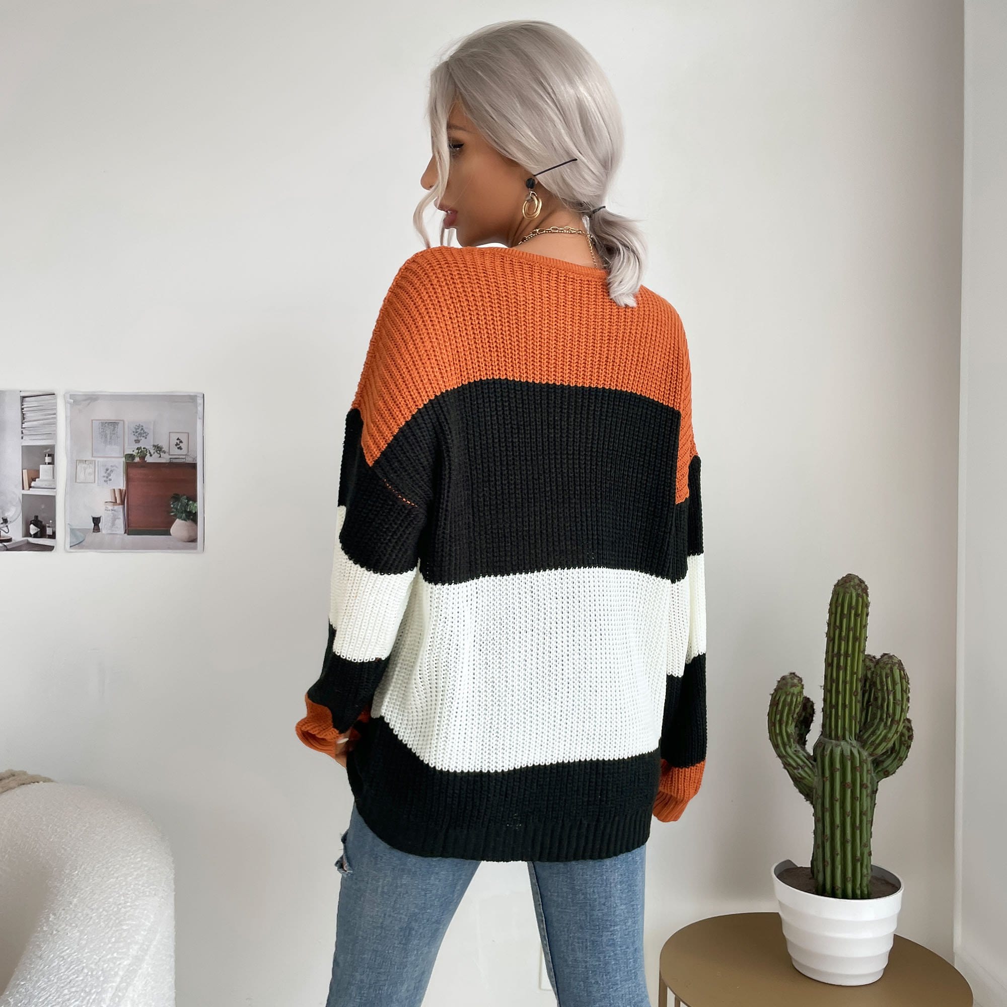 Color block clearance oversized sweater