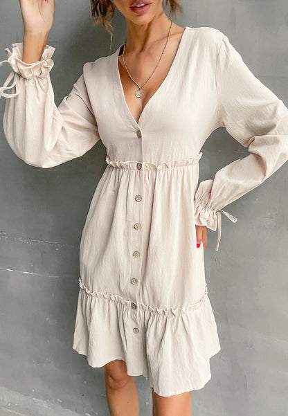 Plunge Neck Smock Dress