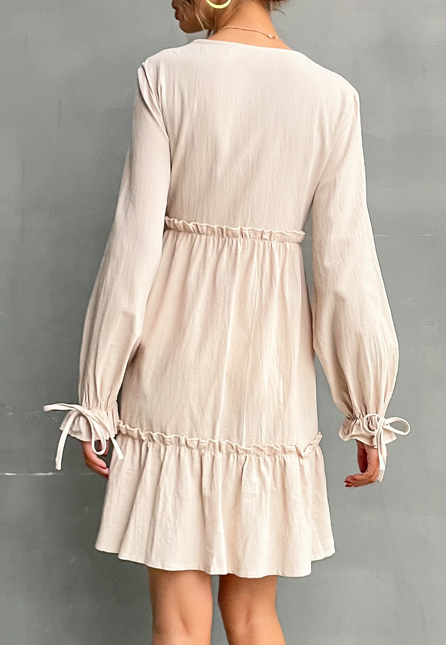 Plunge Neck Smock Dress