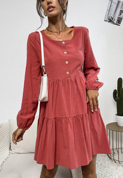 Round Neck Smock Dress