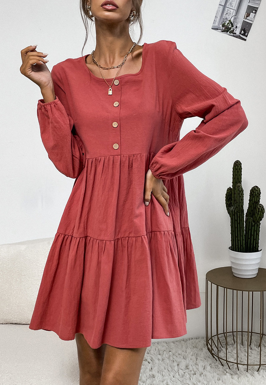 Round Neck Smock Dress