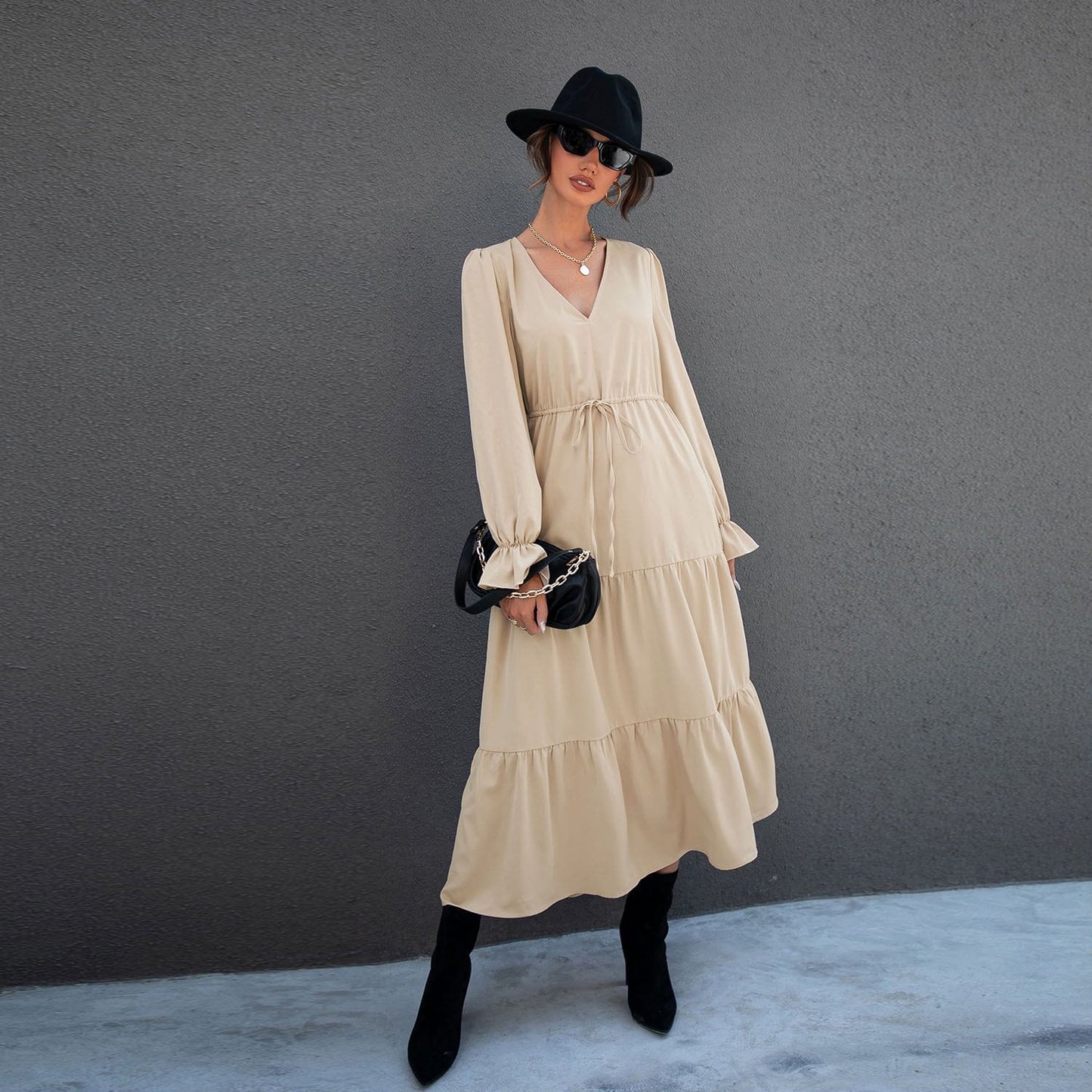 Solid Light Tiered Dress