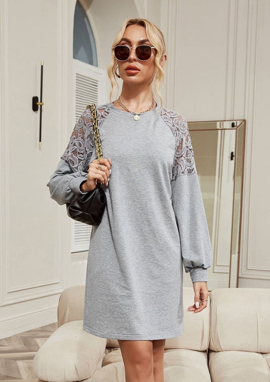 Lace Detail Raglan Sleeve Dress