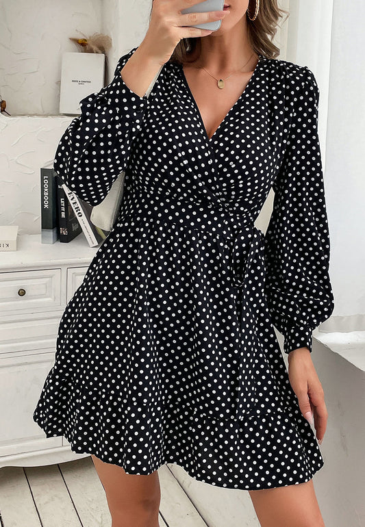 Polka Dot Bishop Sleeve Dress