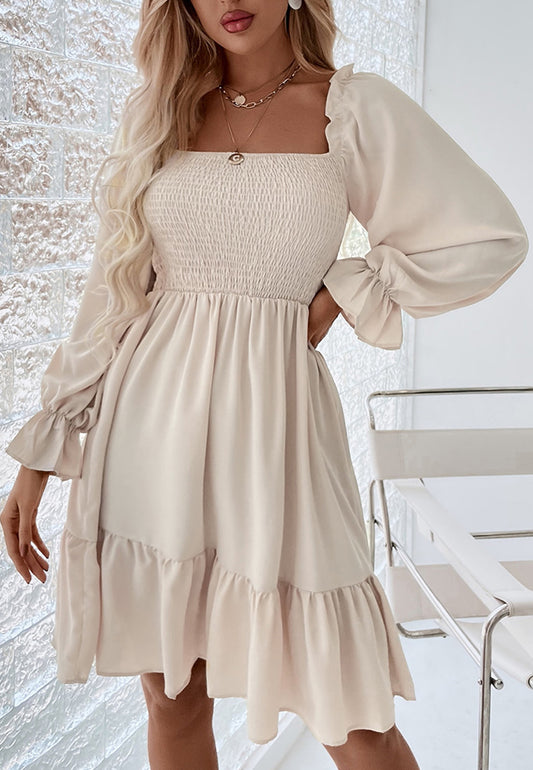 Shirred Ruffle Hem Dress