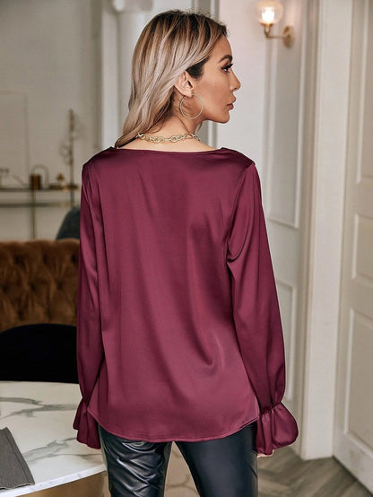 Cowl Neck Long Sleeve Blouse