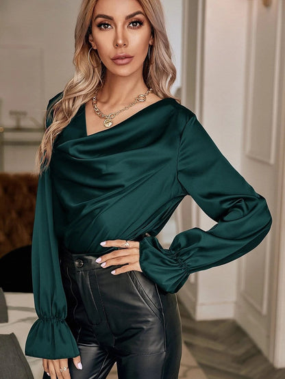 Cowl Neck Long Sleeve Blouse