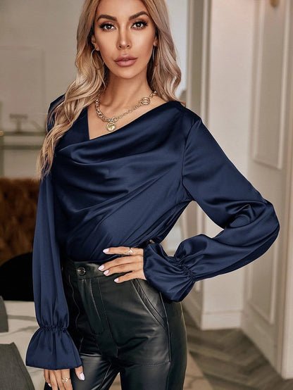 Cowl Neck Long Sleeve Blouse