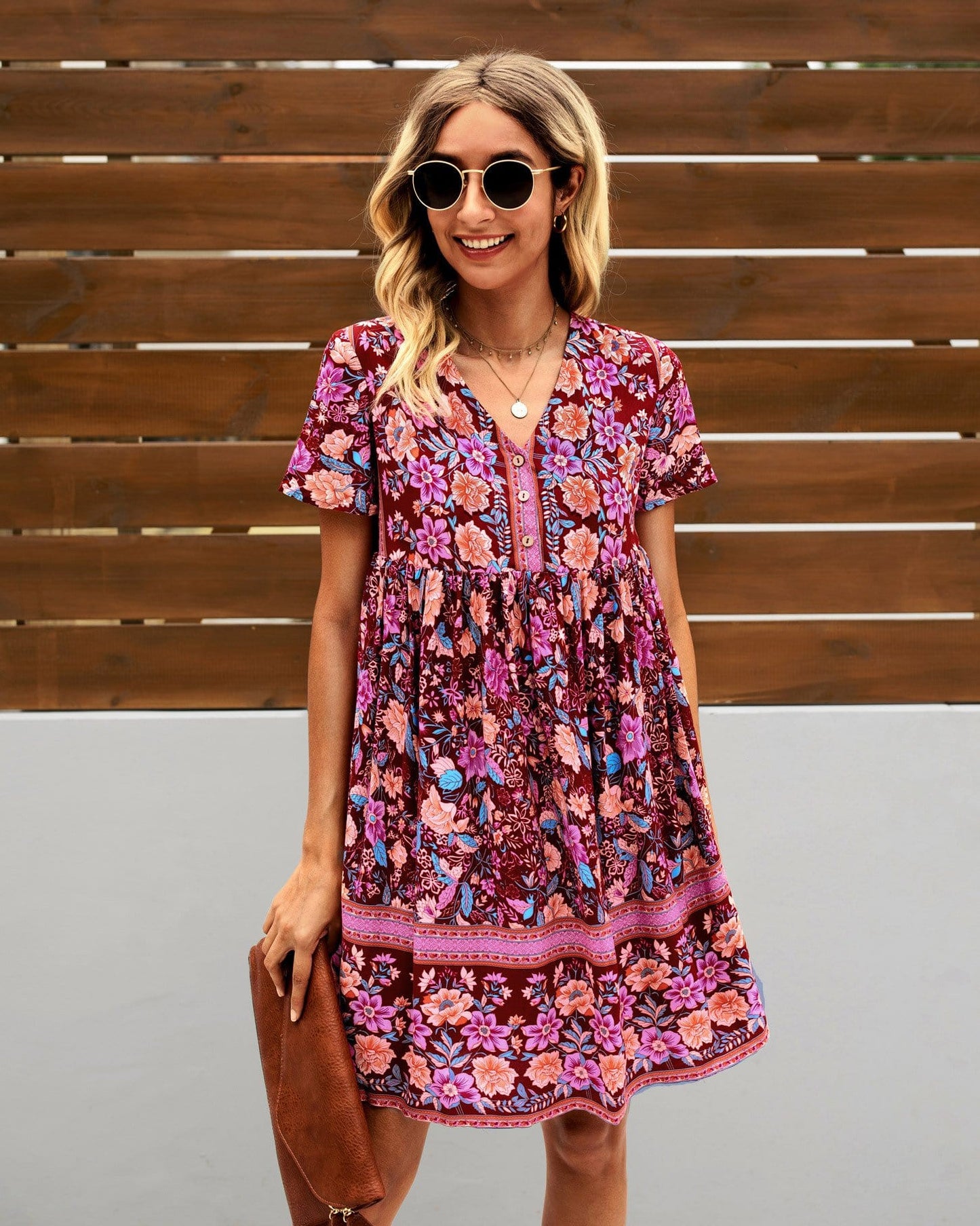 Vestido bohemio con estampado floral multicolor 