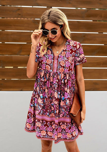 Vestido bohemio con estampado floral multicolor 