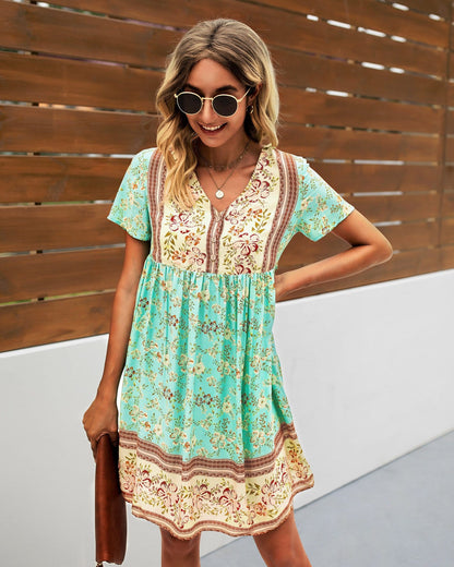 Vestido bohemio con estampado floral multicolor 