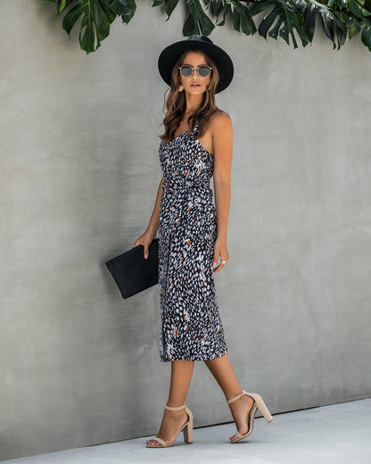 V Neck Animal Print Dress