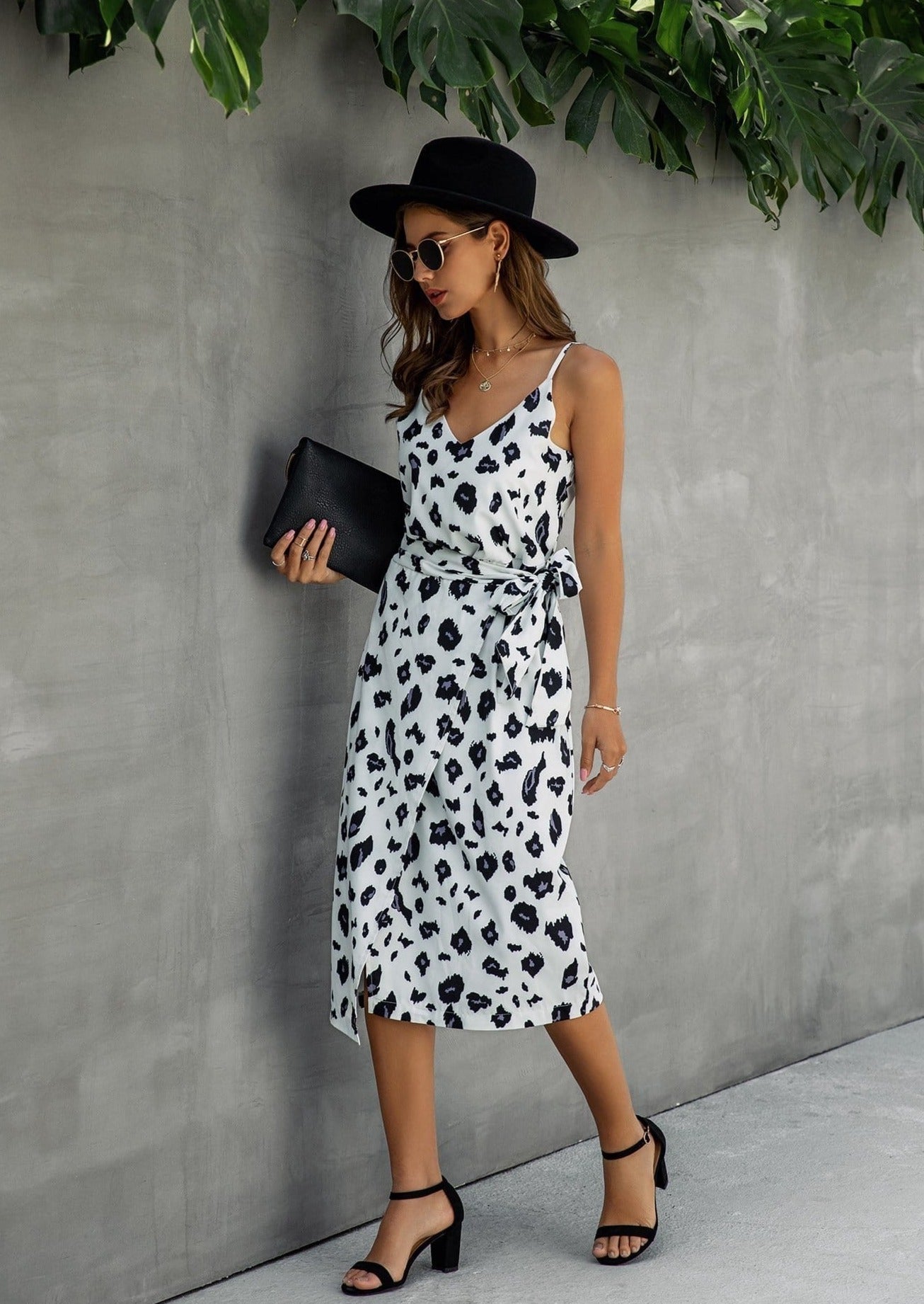 V Neck Animal Print Dress