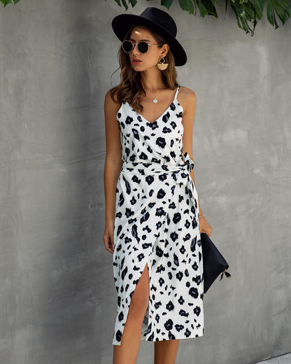 V Neck Animal Print Dress