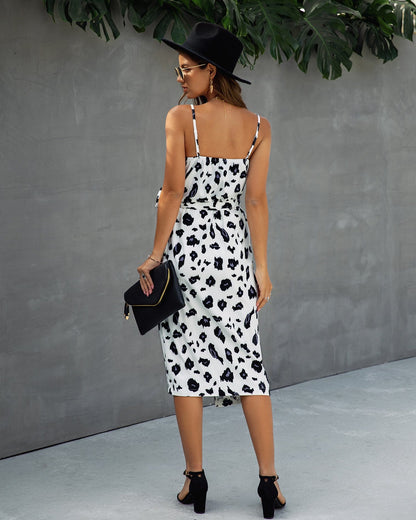 V Neck Animal Print Dress