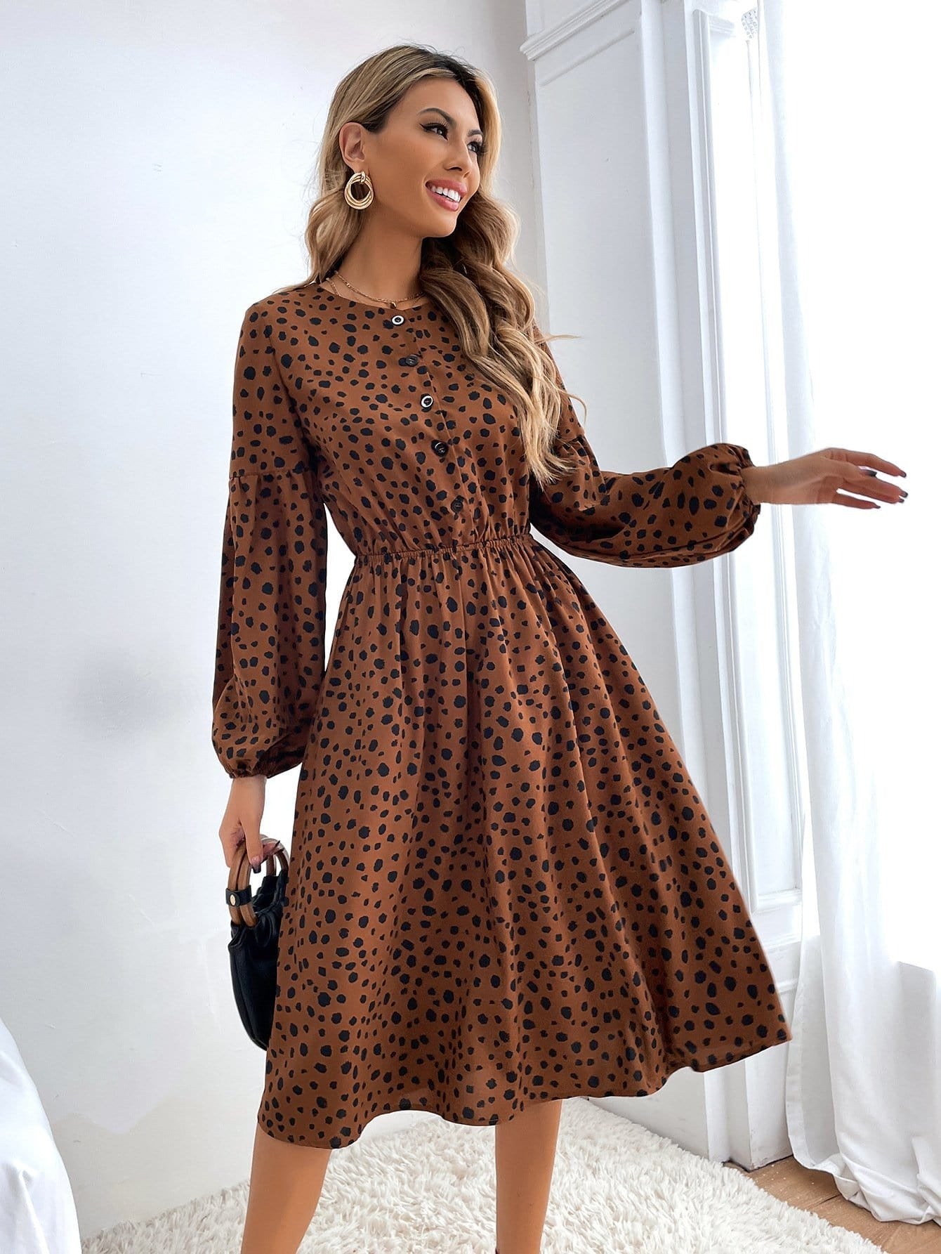 Long sleeve cheetah print 2024 dress