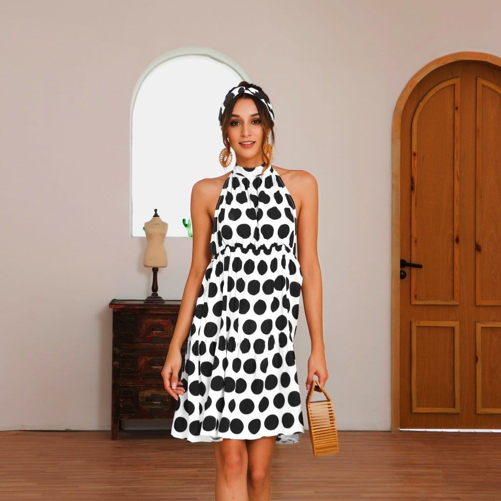 Halter Backless Polka Dot Dress