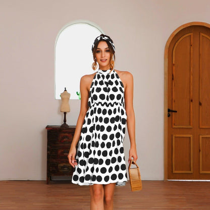 Halter Backless Polka Dot Dress