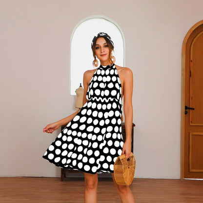 Halter Backless Polka Dot Dress