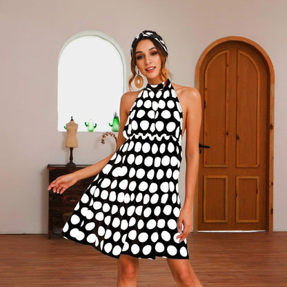 Halter Backless Polka Dot Dress