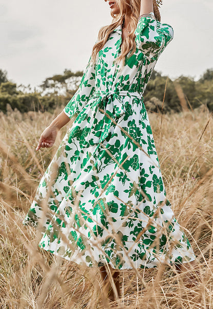 Floral Print Polo Shirt Dress