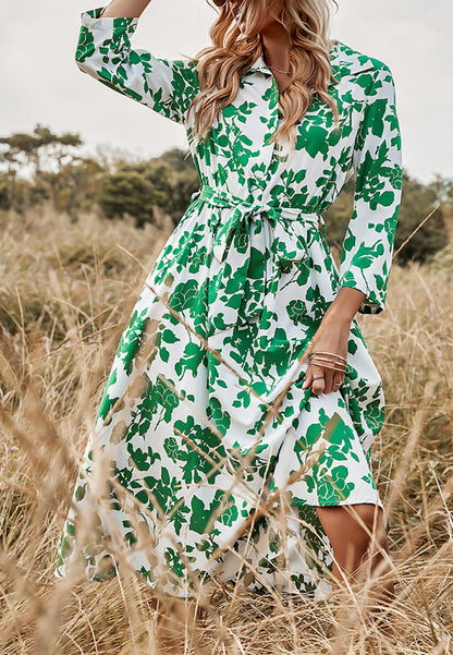 Floral Print Polo Shirt Dress