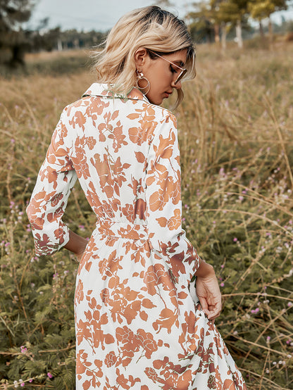 Floral Print Polo Shirt Dress