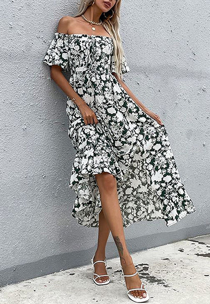 Off Shoulder Front Slit Dress