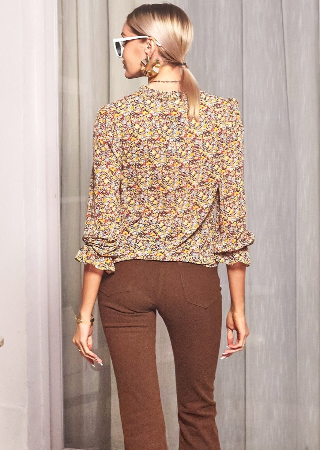 Colorful Floral Print Blouse